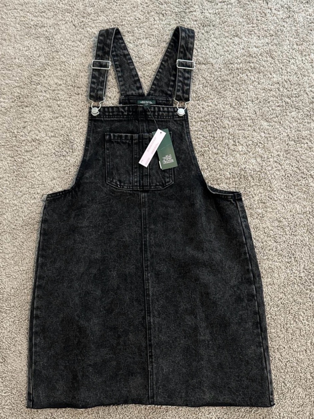 wild fable Black Washed Denim Overall Dress